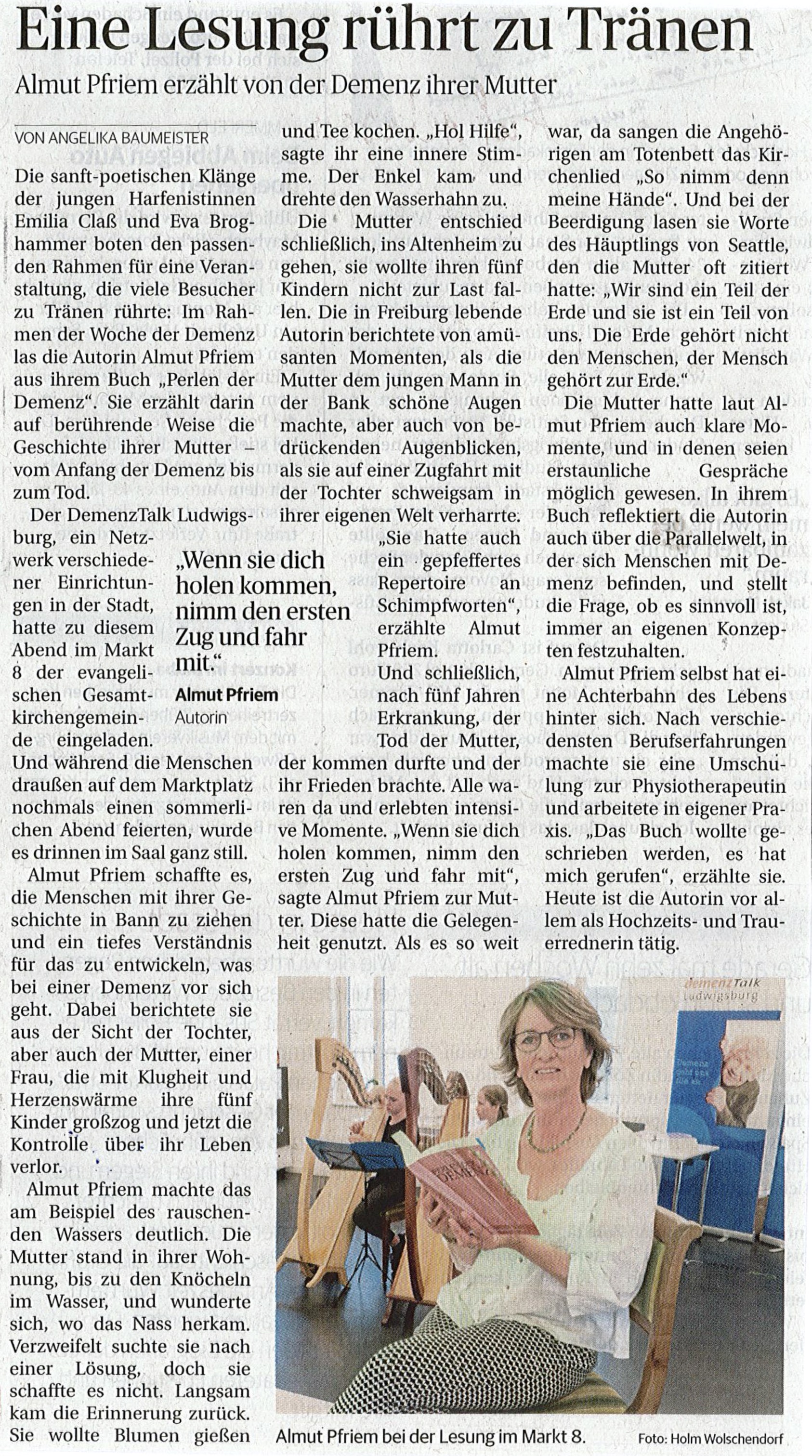 2019 09 24 EINE LESUNG RÜHRT ZU TRÄNEN LKZ